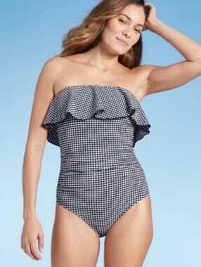 Gingham Seersucker Kona Sol One Piece Swim Suit NEW WITH TAGS
